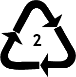 Plast mærket med 2-tal, kan afleveres i Stor hård plast