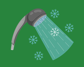Illustration af bruser med koldt vand