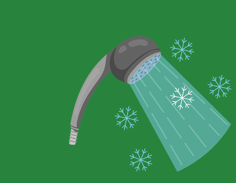 Illustration af bruser med koldt vand