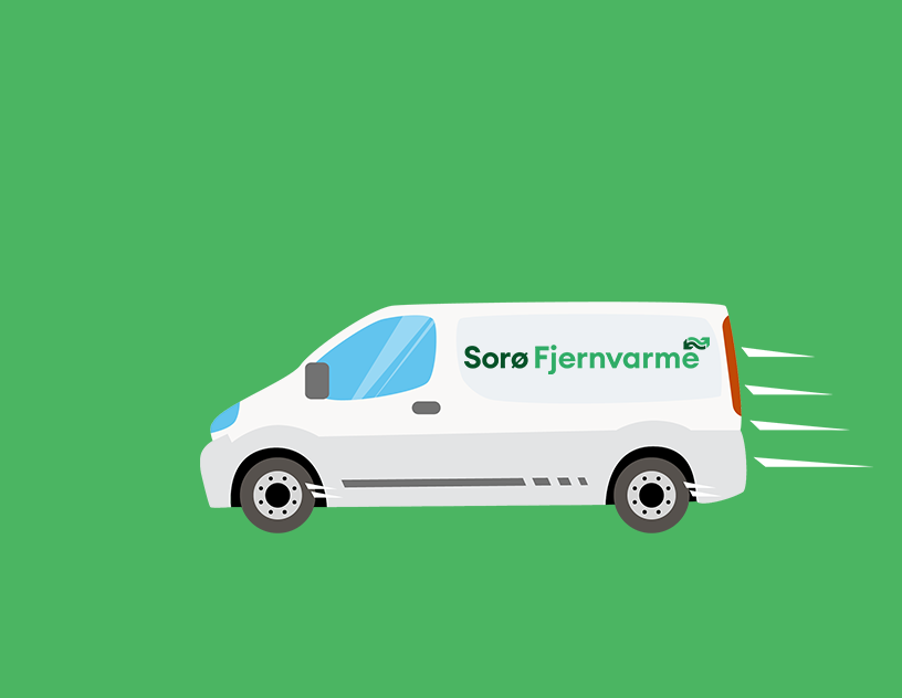 Illustration af servicebil fra Sorø Fjernvarme