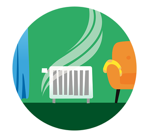 Illustration af radiator uden tildækning