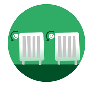 Illustration af to radiatorer med ens temperatur