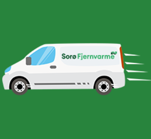 Illustration af servicebil fra Sorø Fjernvarme