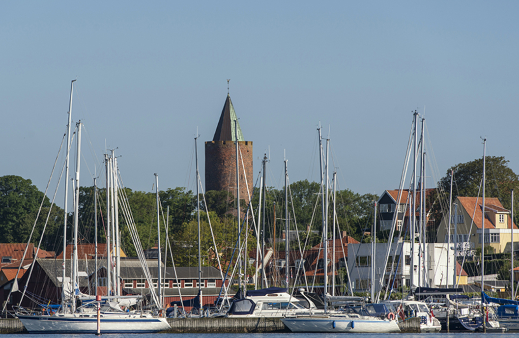 Billede af Gåsetårnet og havnen i Vordingborg