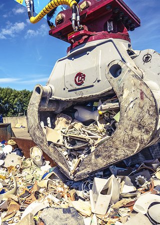 Billede af kran på genbrugsplads