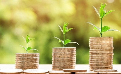 Billede af guldmønter i stakke